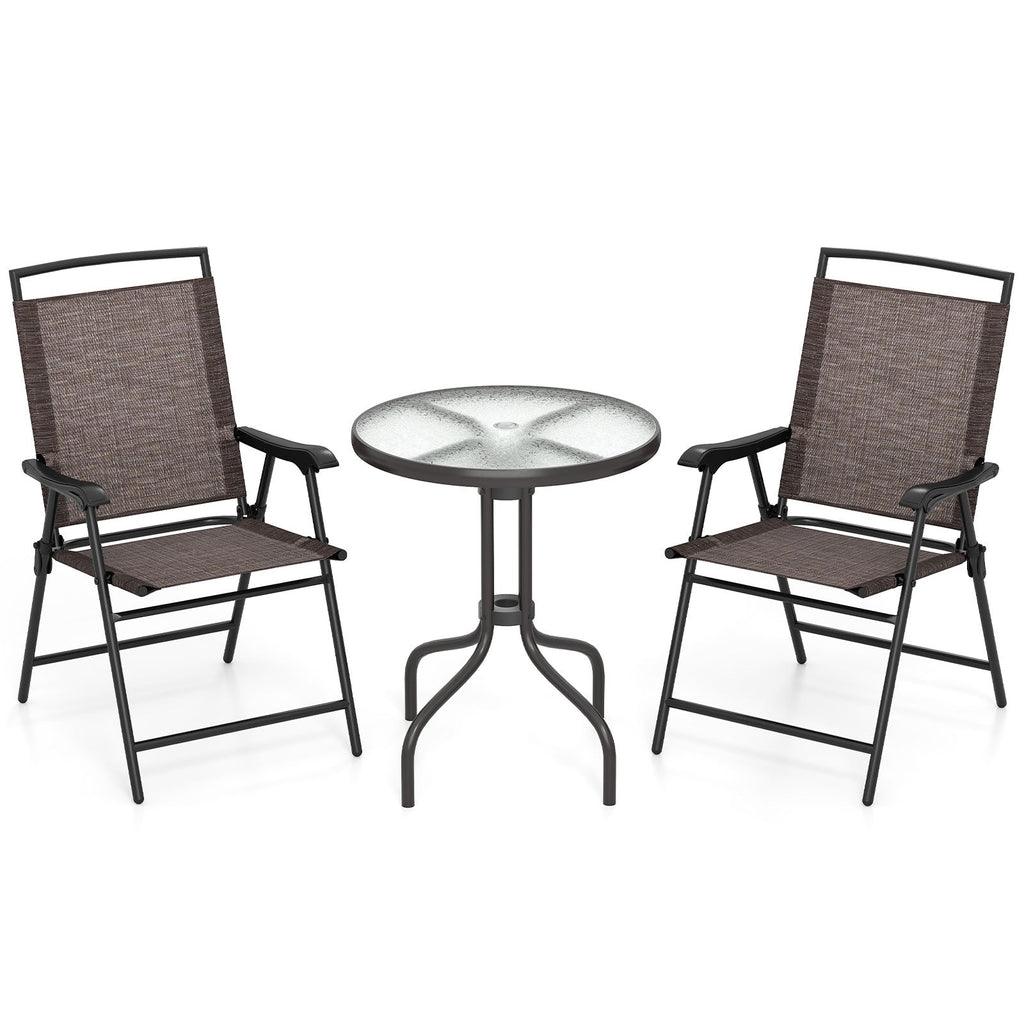 8-Piece Outdoor Furniture Set-Solar Umbrella Bistro Set Conversation Set Chaise Lounger Folding Bed Side Table Swing Chair & Dining Set