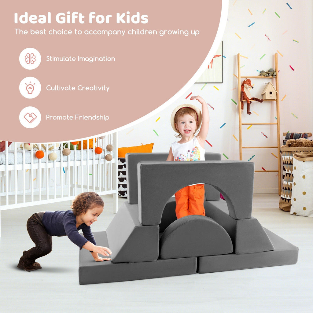 8 Pieces Kids Modular Play Sofa with Detachable Cover for Playroom and Bedroom