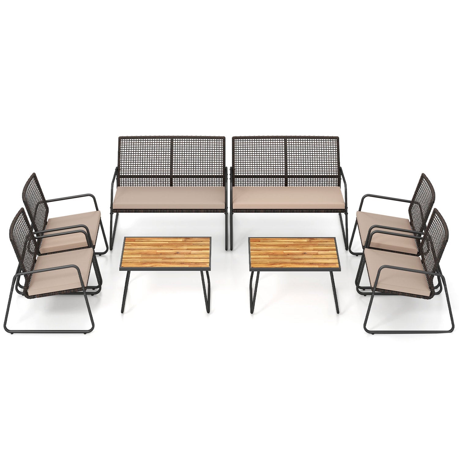 8-Piece Patio Conversation Set with Acacia Wood Coffee Table