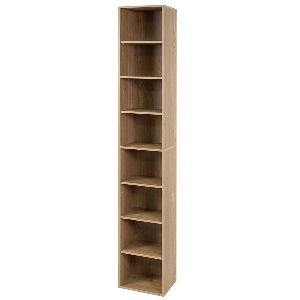 8-Tier Narrow Bookshelf with Adjustable Shelves