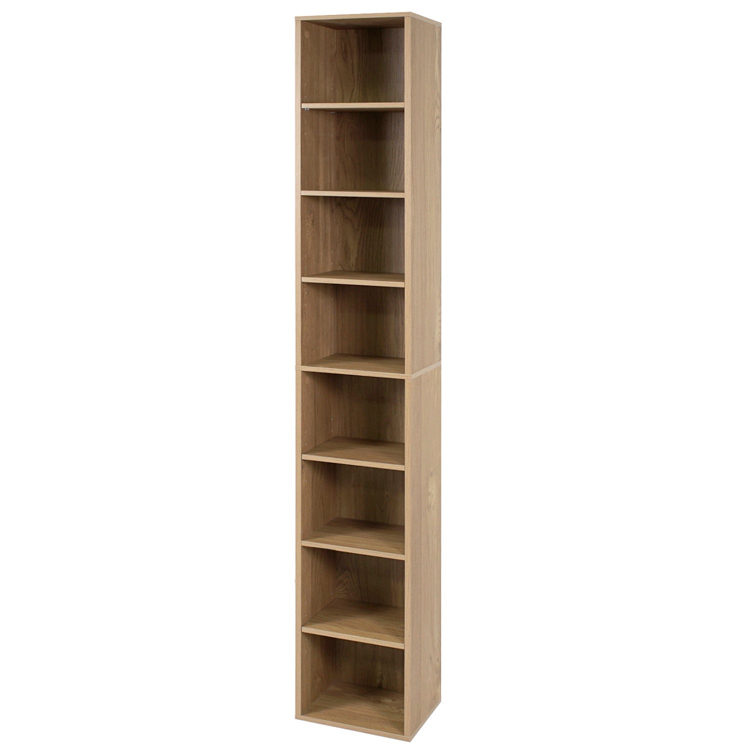 8-Tier Narrow Bookshelf with Adjustable Shelves
