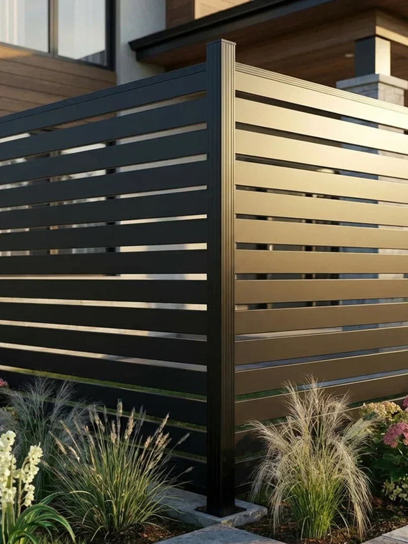 Black Aluminum Semi Privacy Fence - 6ft x 6ft