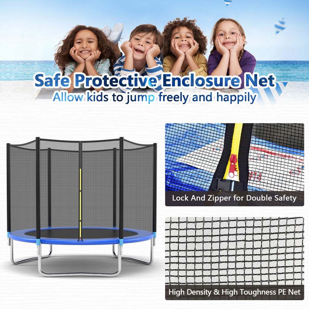 8 feet Safety Jumping Round Trampoline with Spring Safety Pad