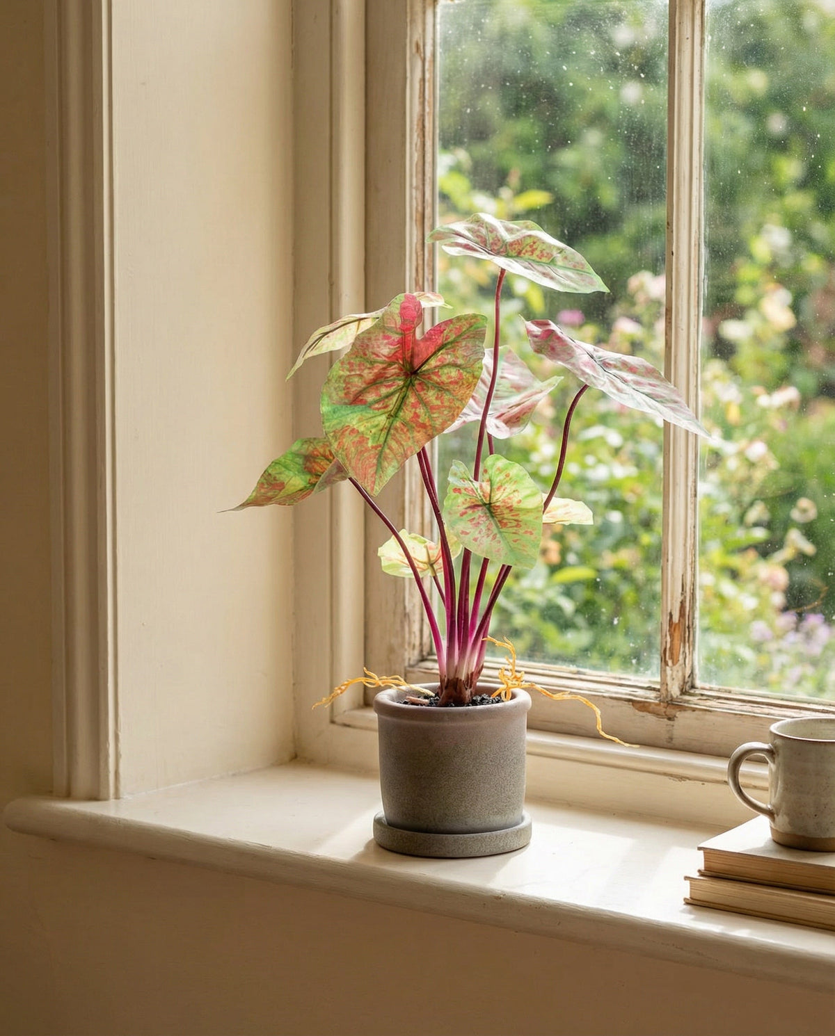 Faux Potted Caladium Plant