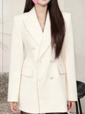 Full Size Double-Breasted Slim-Fit Blazer Plus Size