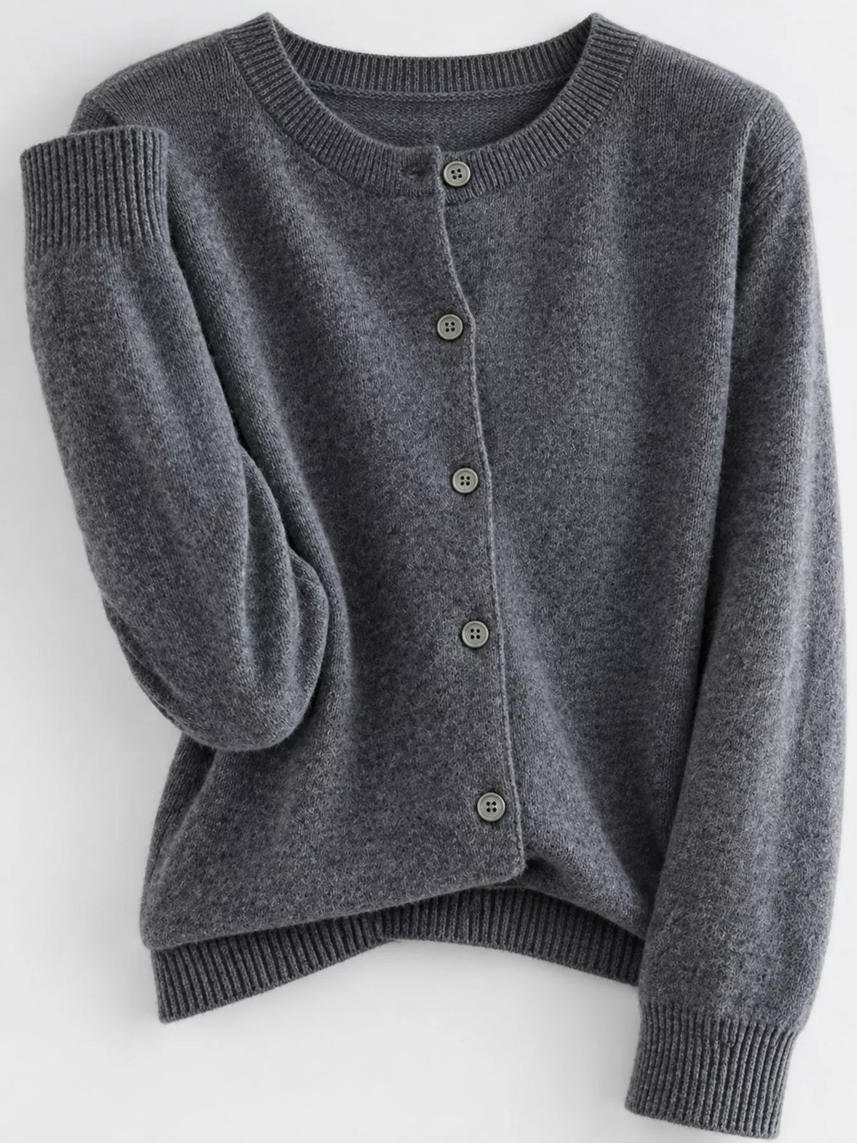 Crew-Neck Button-Down Cardigan
