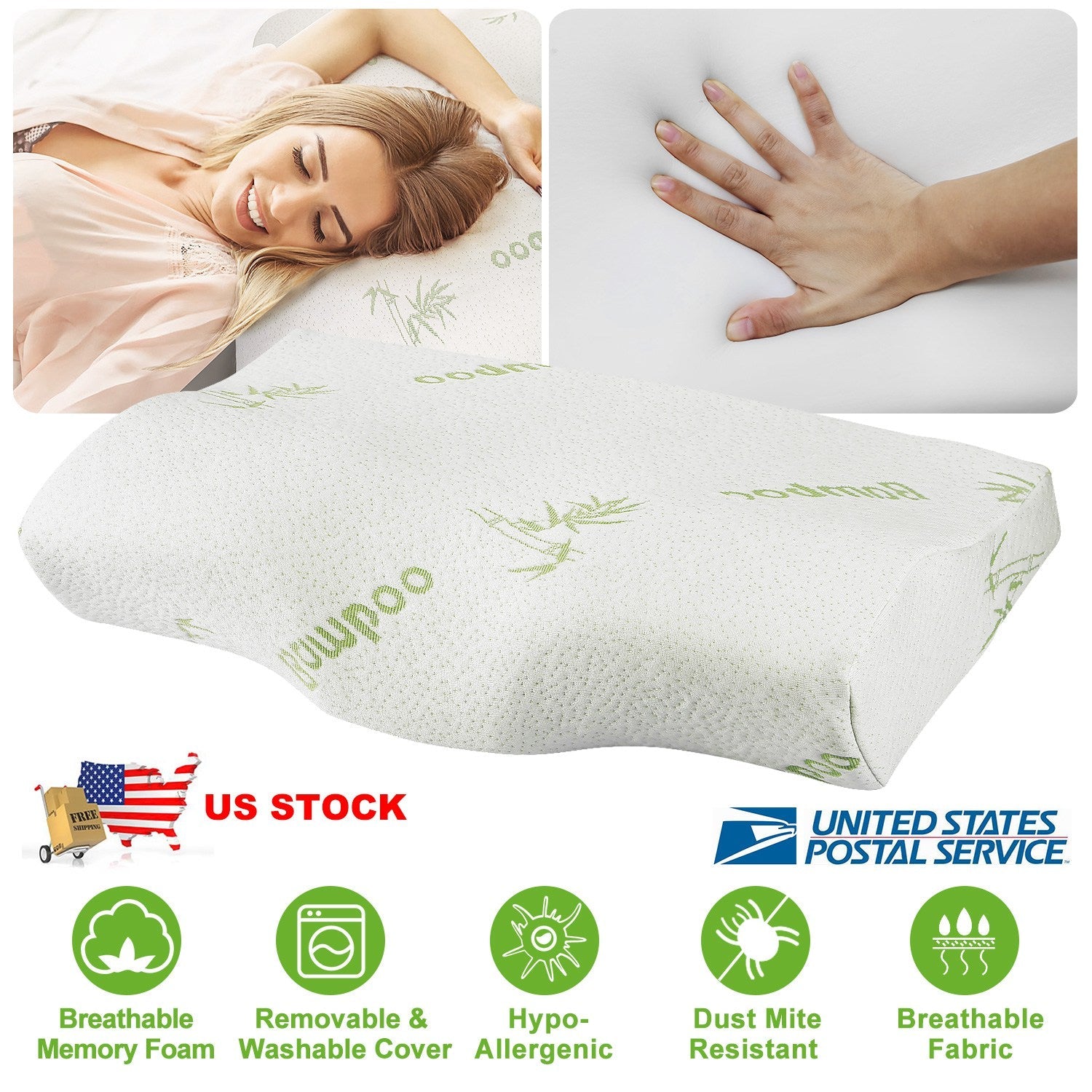 Bamboo Memory Foam Sleep Pillow with Cervical Support