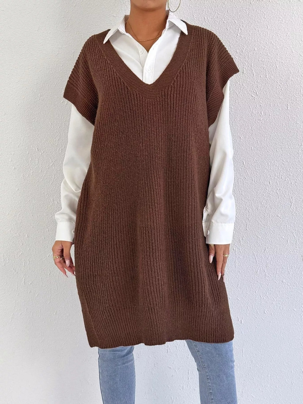 Oversized V-Neck Sweater Vest