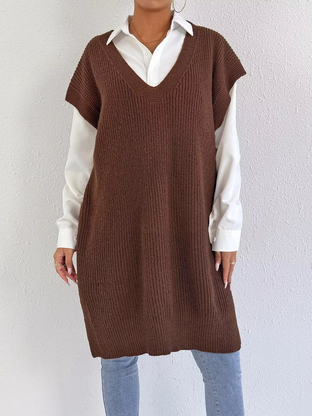 Oversized V-Neck Sweater Vest