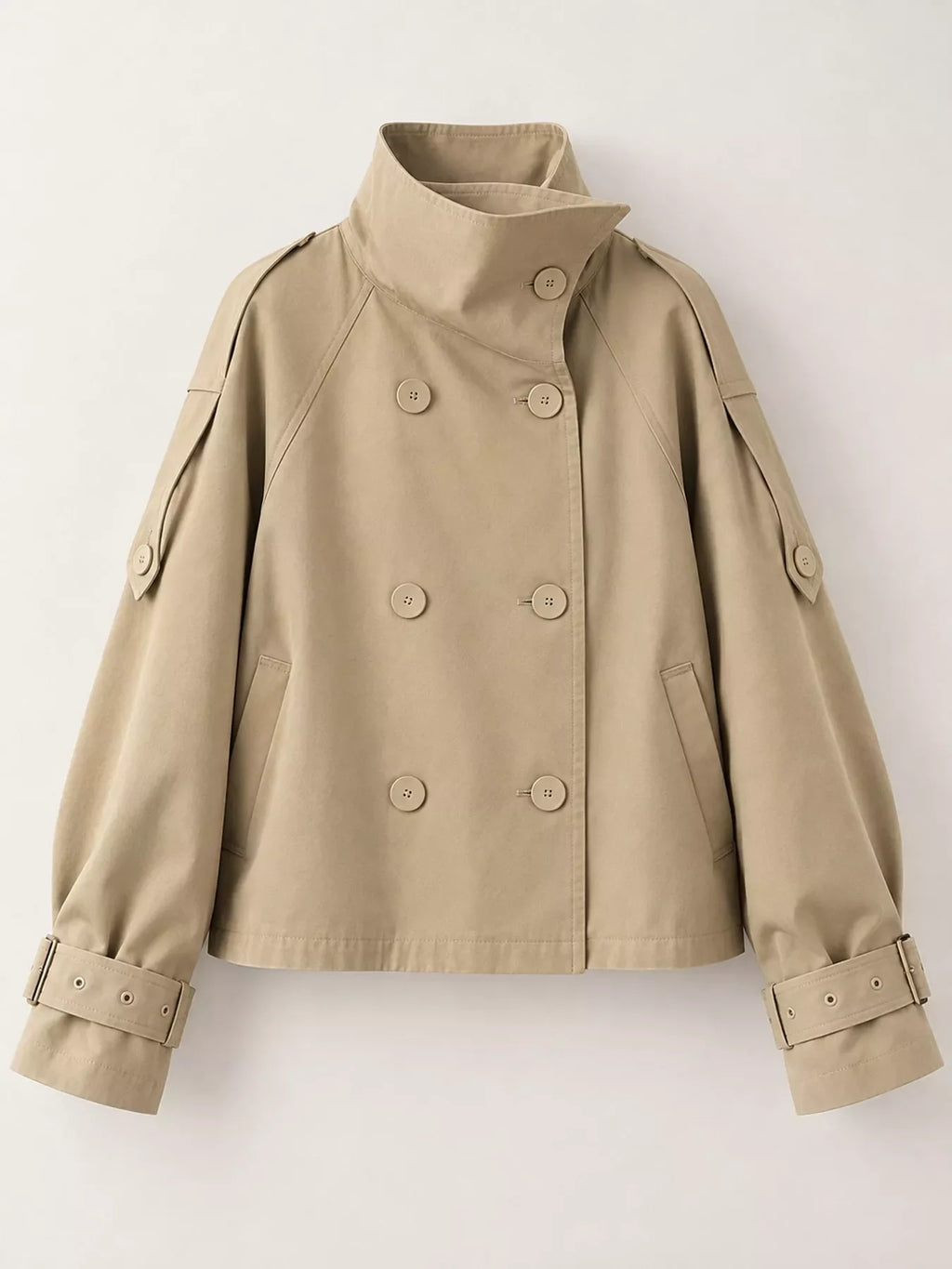 Double-Breasted Cropped Trench Jacket