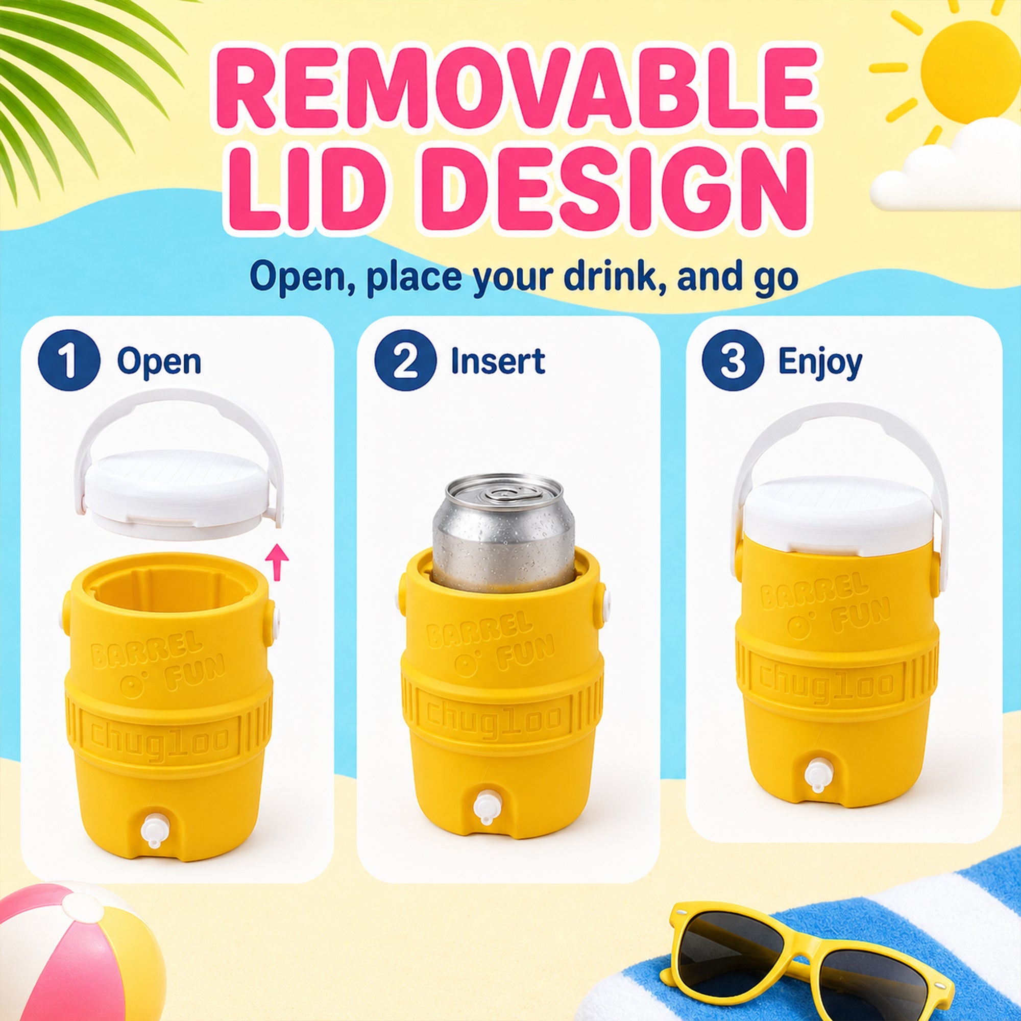 3D Printed Colorful Beverage Can Holder, Portable Barrel Style Drink Container With Handle For 12 Oz Cans And Bottles