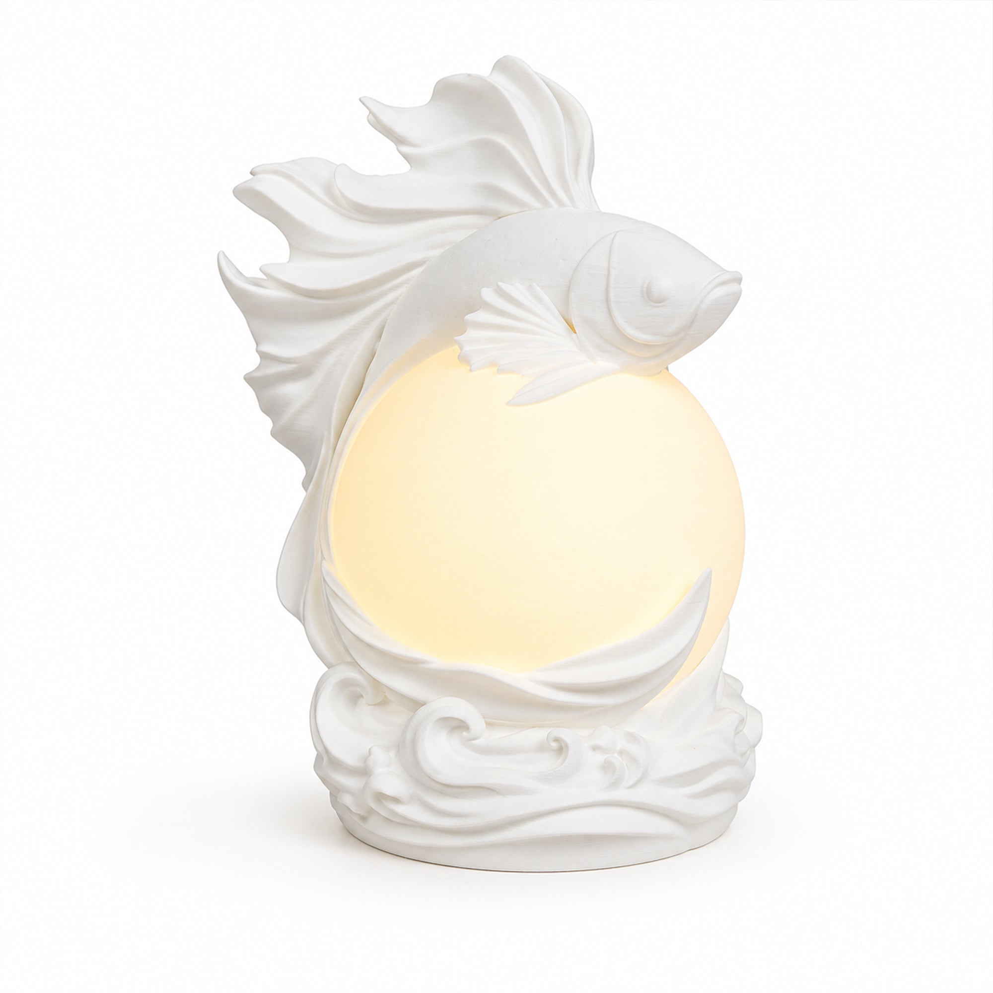3D Printed Betta Fish Ambient Table Lamp, Sculptural Fish Night Light With Warm Glow, Decorative Desk Lamp For Bedroom Bookshelf Home Decor