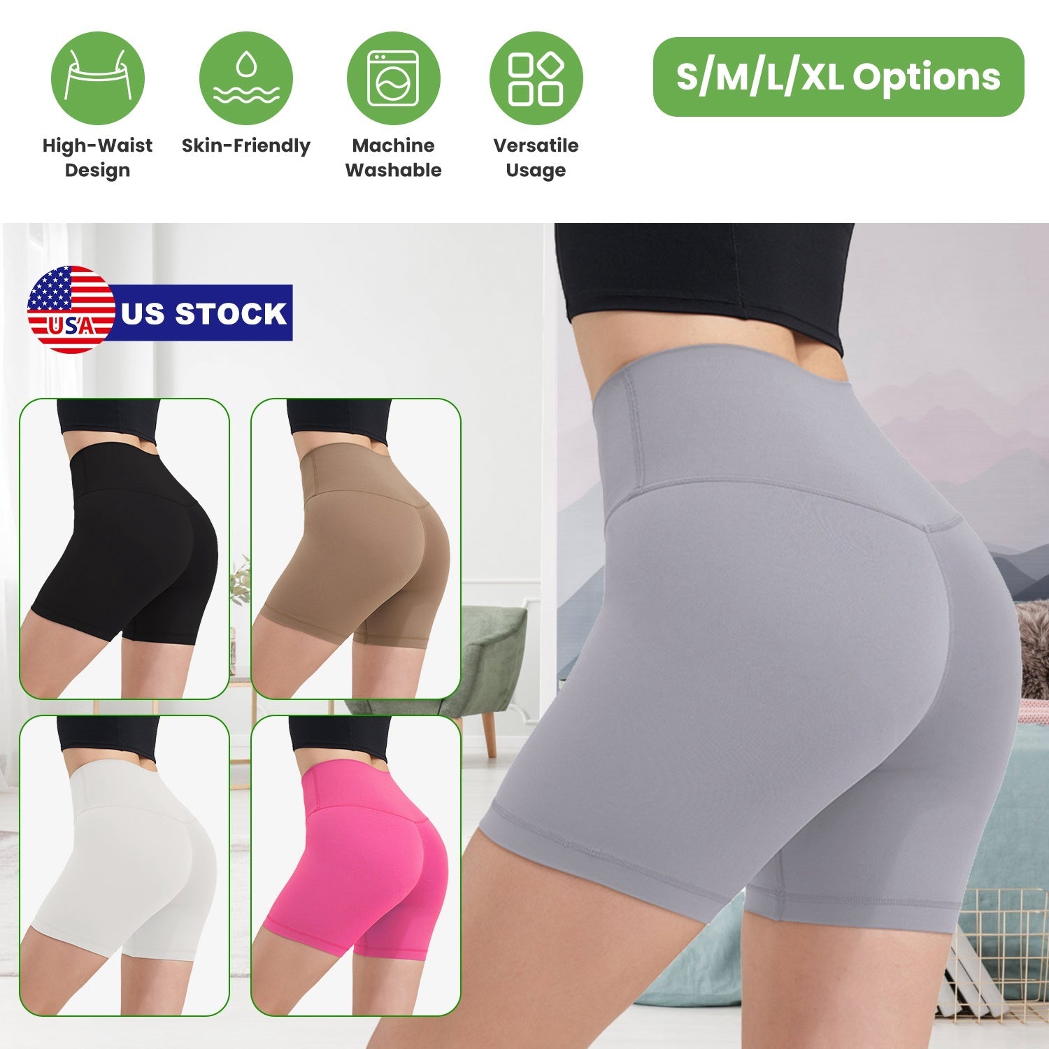High-Waist Biker Shorts with Tummy Control for Workouts
