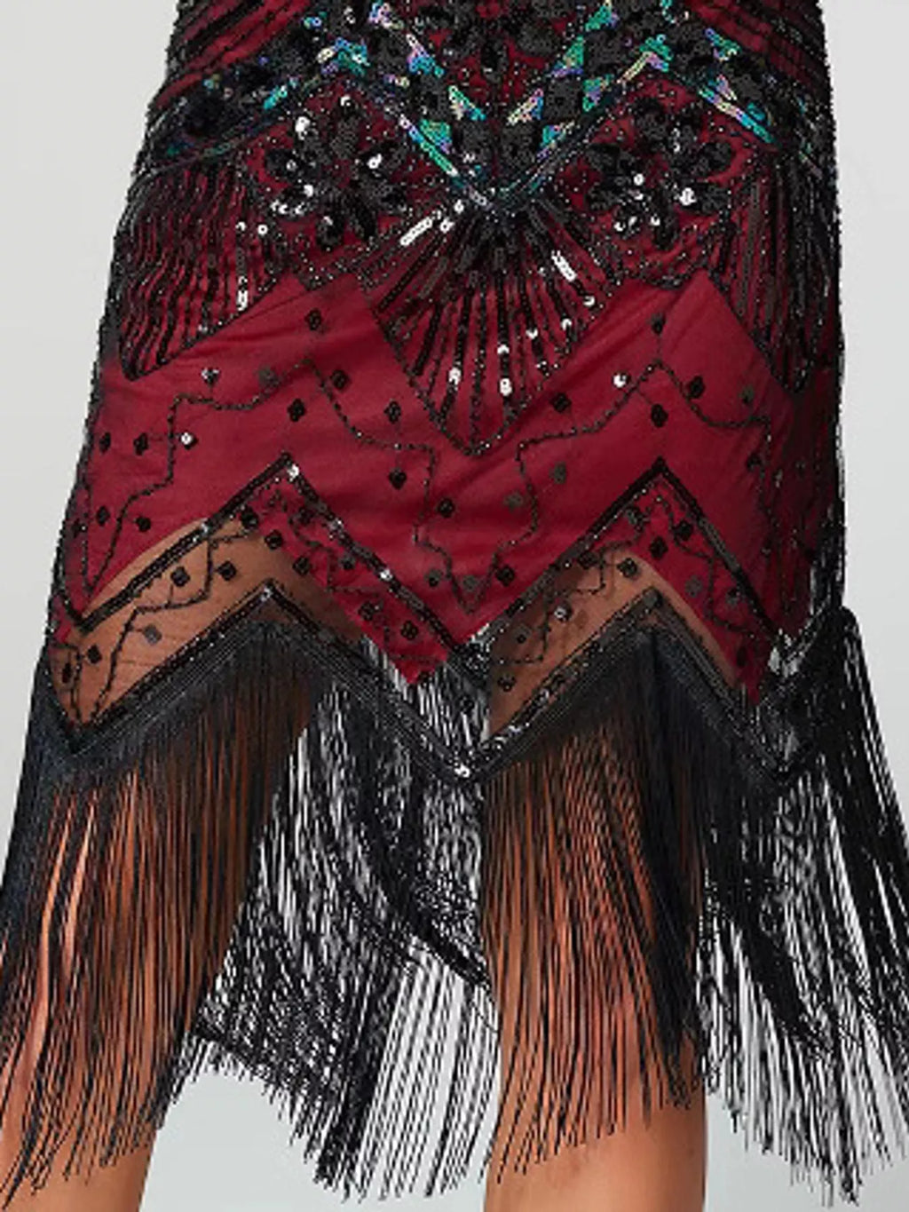 Full Size Sequin Fringe Hem Sleeveless Dress Plus Size