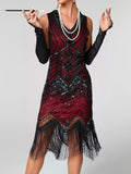 Full Size Sequin Fringe Hem Sleeveless Dress Plus Size