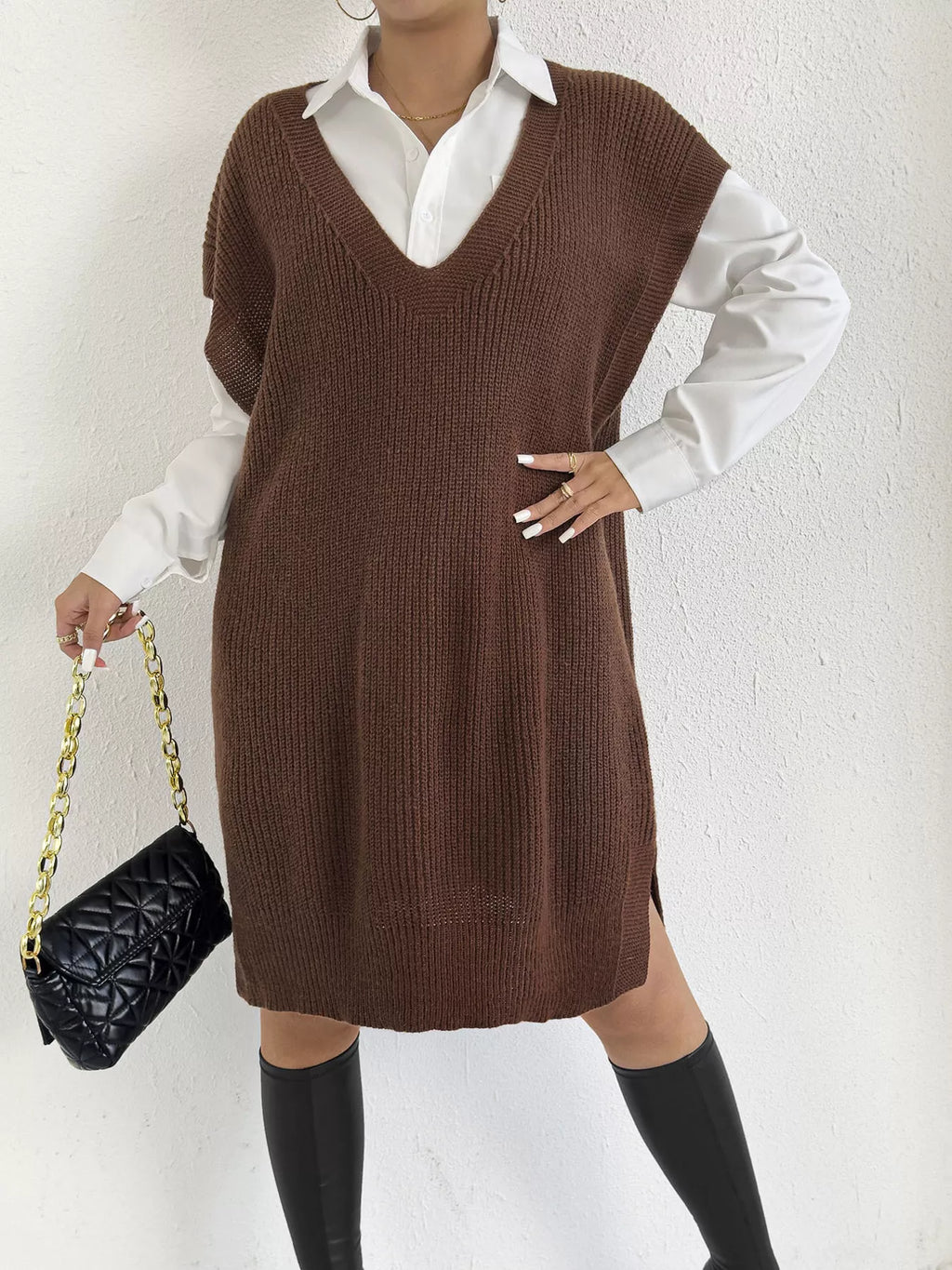 Oversized V-Neck Sweater Vest