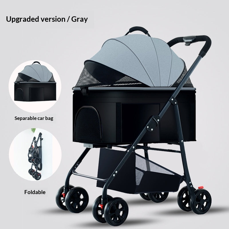 Pet Stroller For Dogs And Cats Portable Detachable Cage With Folding Design For Outdoor Potty Breaks