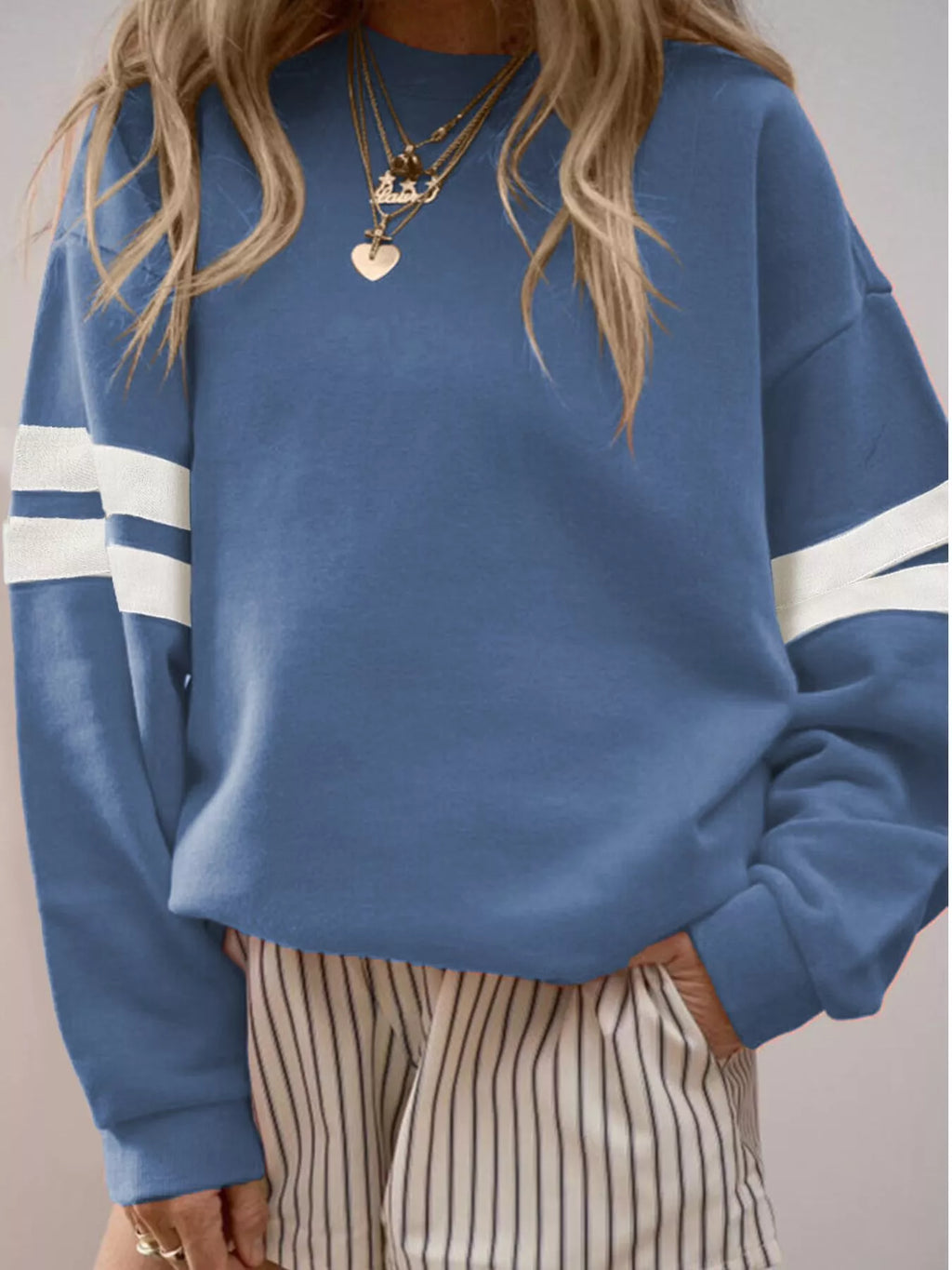 Striped Dropped Shoulder Sweatshirt