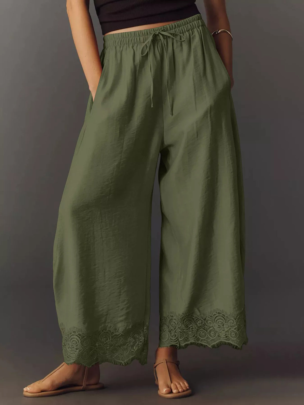 Drawstring Wide Leg Pants