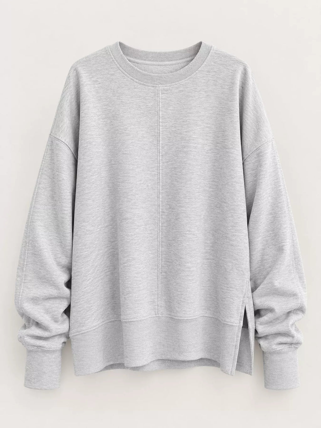 Oversized Crew Neck Sweatshirt with Side Slit