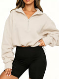 Half Zip Drawstring Hem Sweatshirt