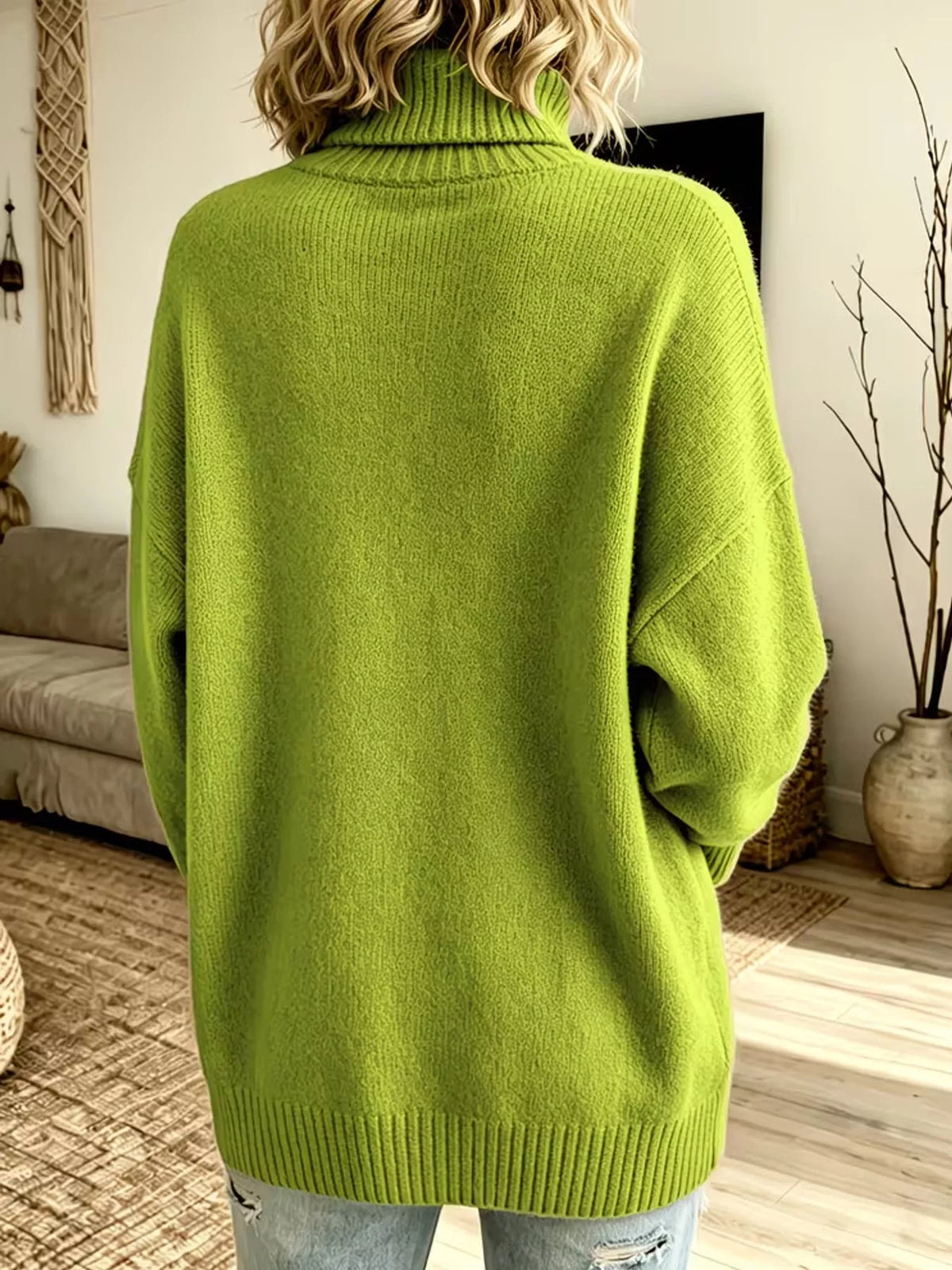 Turtleneck Dropped Shoulder Sweater