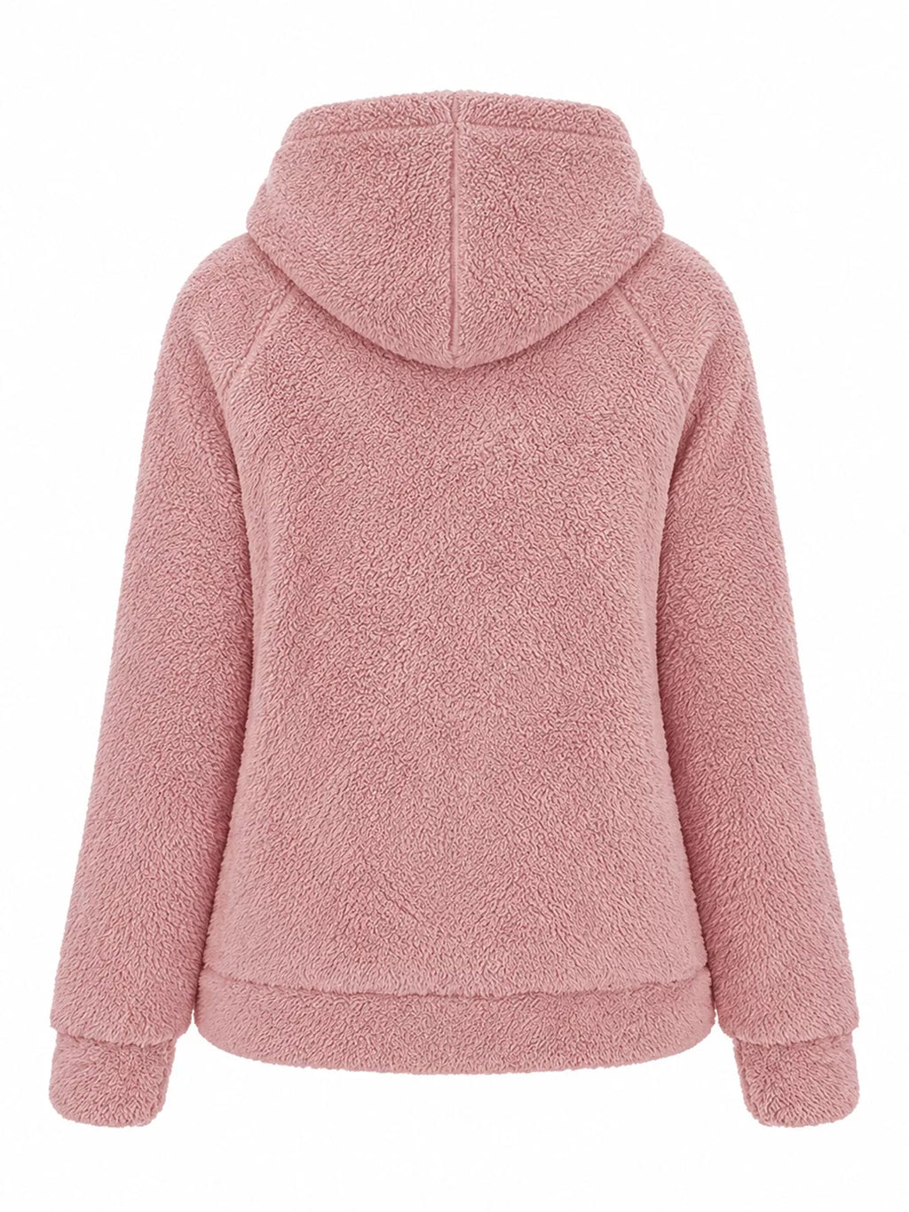 Drawstring Sherpa Zip-Up Hoodie