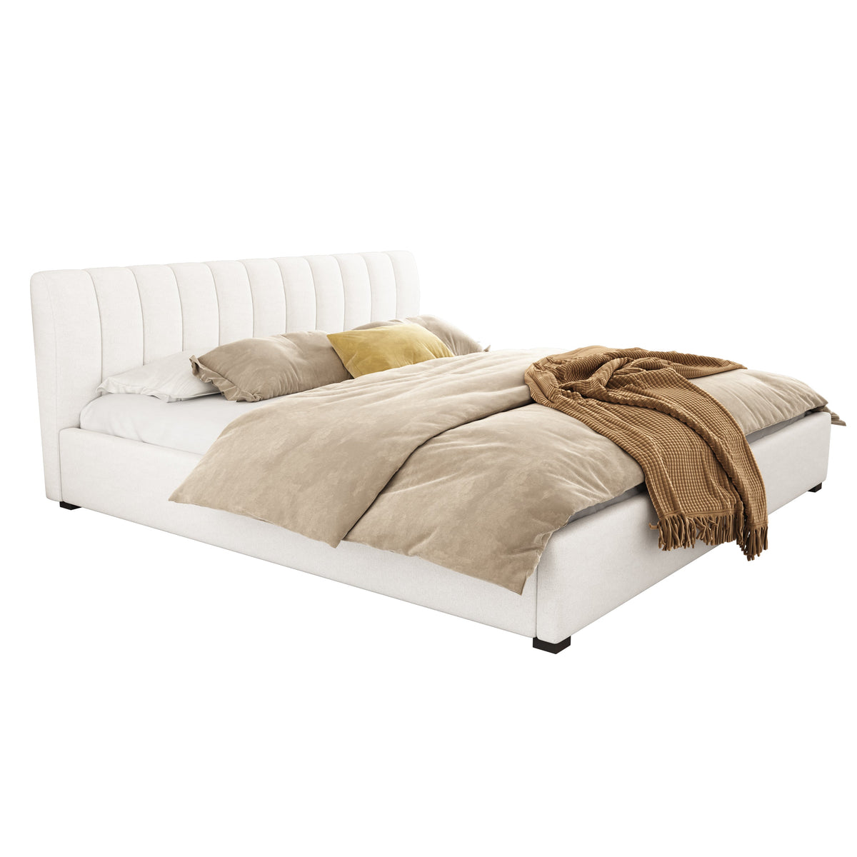 King Size Upholstered Bed Frame With