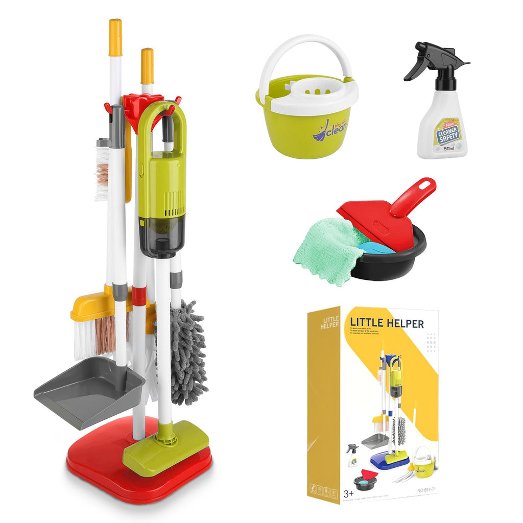 Kids Cleaning Toy Set with Vacuum, Broom & Stand - 14pc