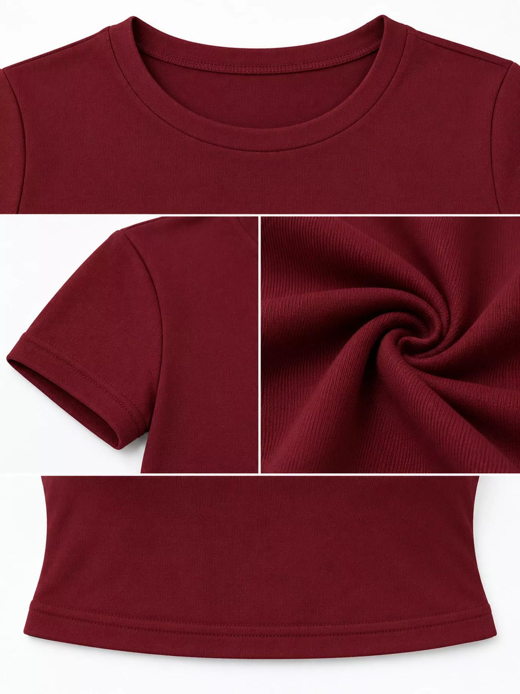 Slim Fit Basic Crew Neck Short Sleeve Crop T-Shirt
