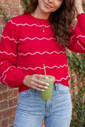 Striped Round Neck Long Sleeve Shift Pullover Sweater