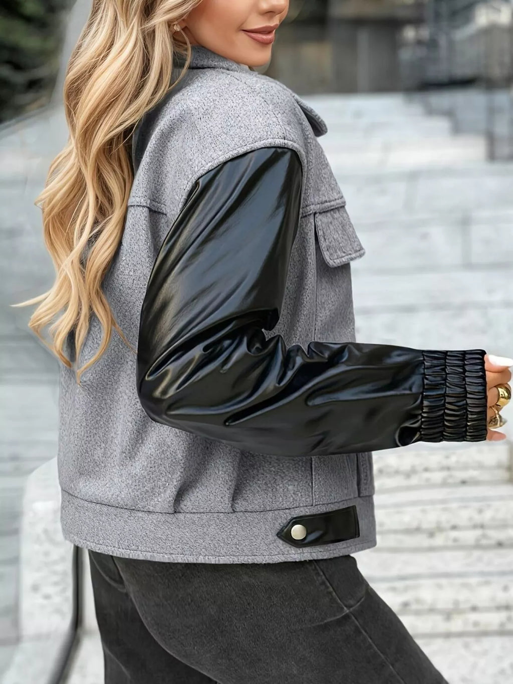 Color Block Zip-Up Jacket