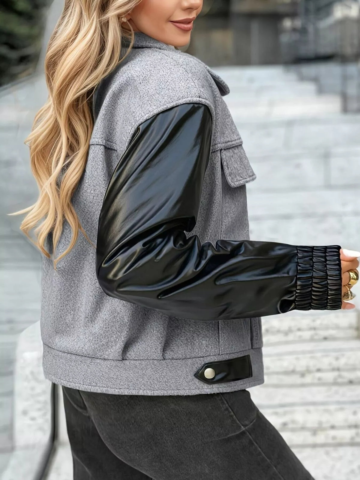 Color Block Zip-Up Jacket