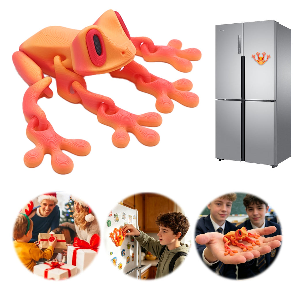 Large 3D Printed Frog Fridge Magnet, Articulated Tree Frog Magnetic Refrigerator Decoration, Cute Animal Magnet For Kitchen Locker Office Decor