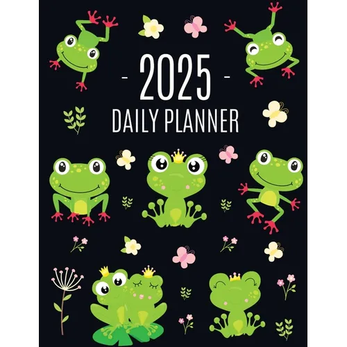 Frog Planner 2025: Funny Amphibian Monthly Agenda January-December Organizer (12 Months) Cute Green Water Animal Scheduler - Paperback