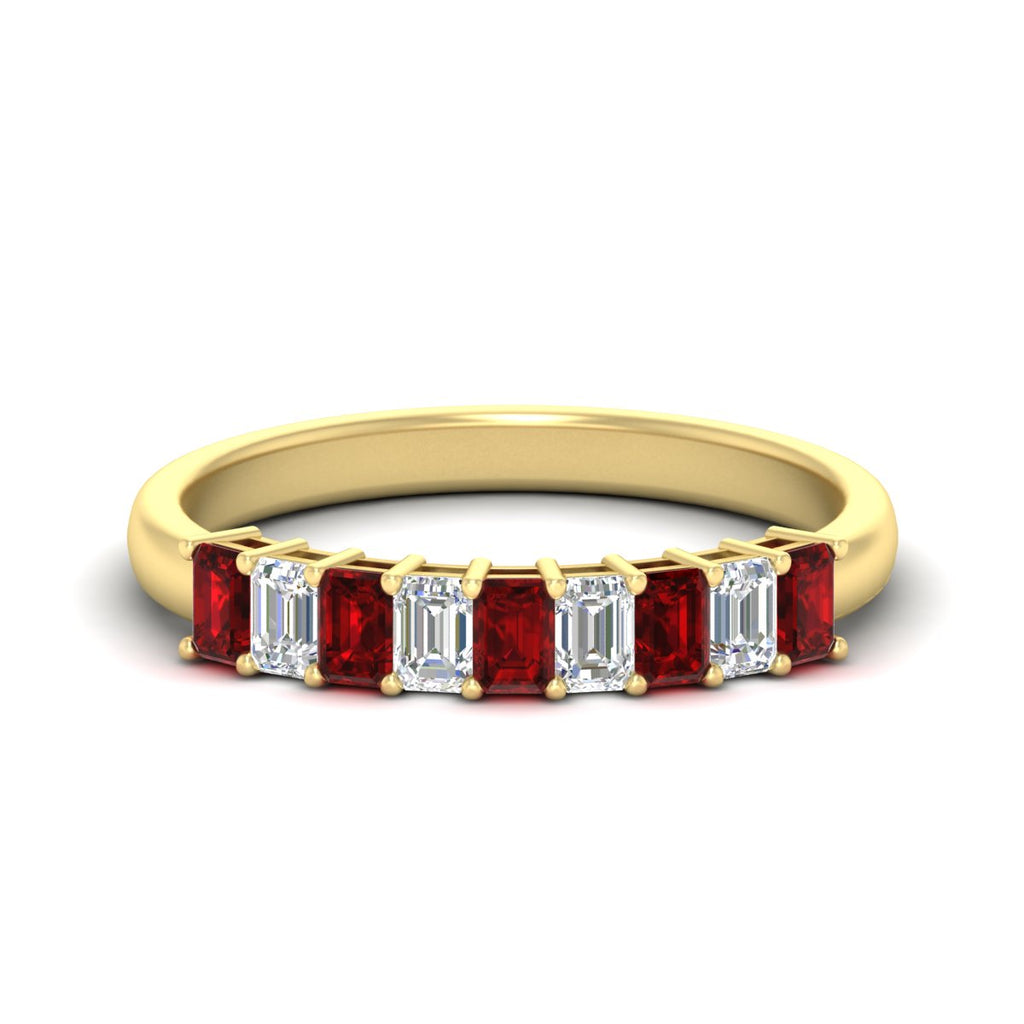 1 Carat Nine Stone Emerald Cut Wedding Band