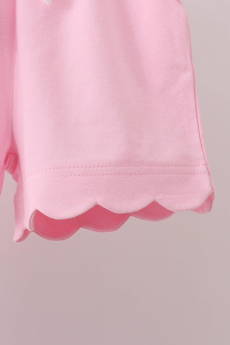 Pink Scalloped Shorts Set