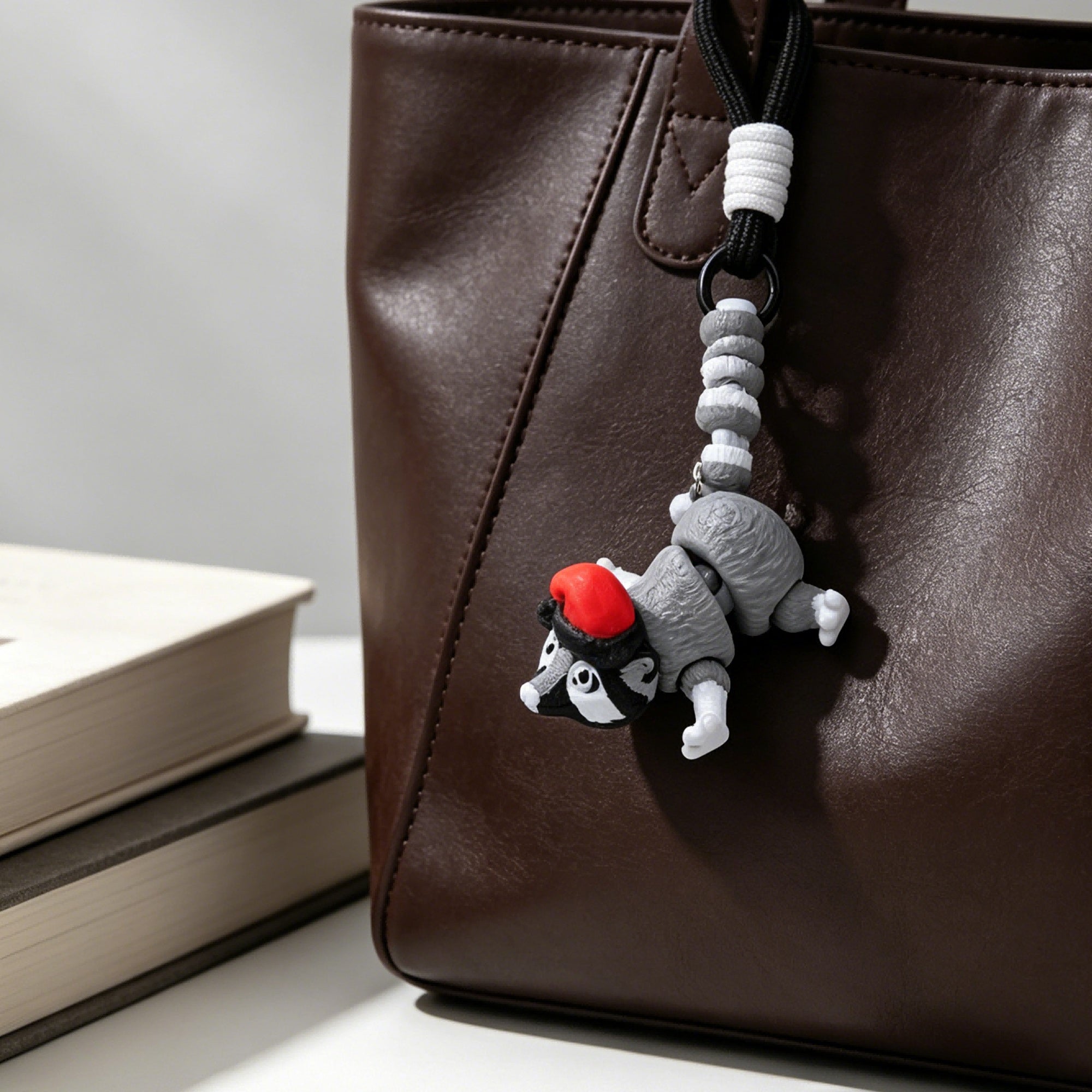 3D Printed Animal Keychain, Articulated Panda Raccoon Koala Bag Charm With Wrist Strap, Cute Portable Backpack Pendant Gift