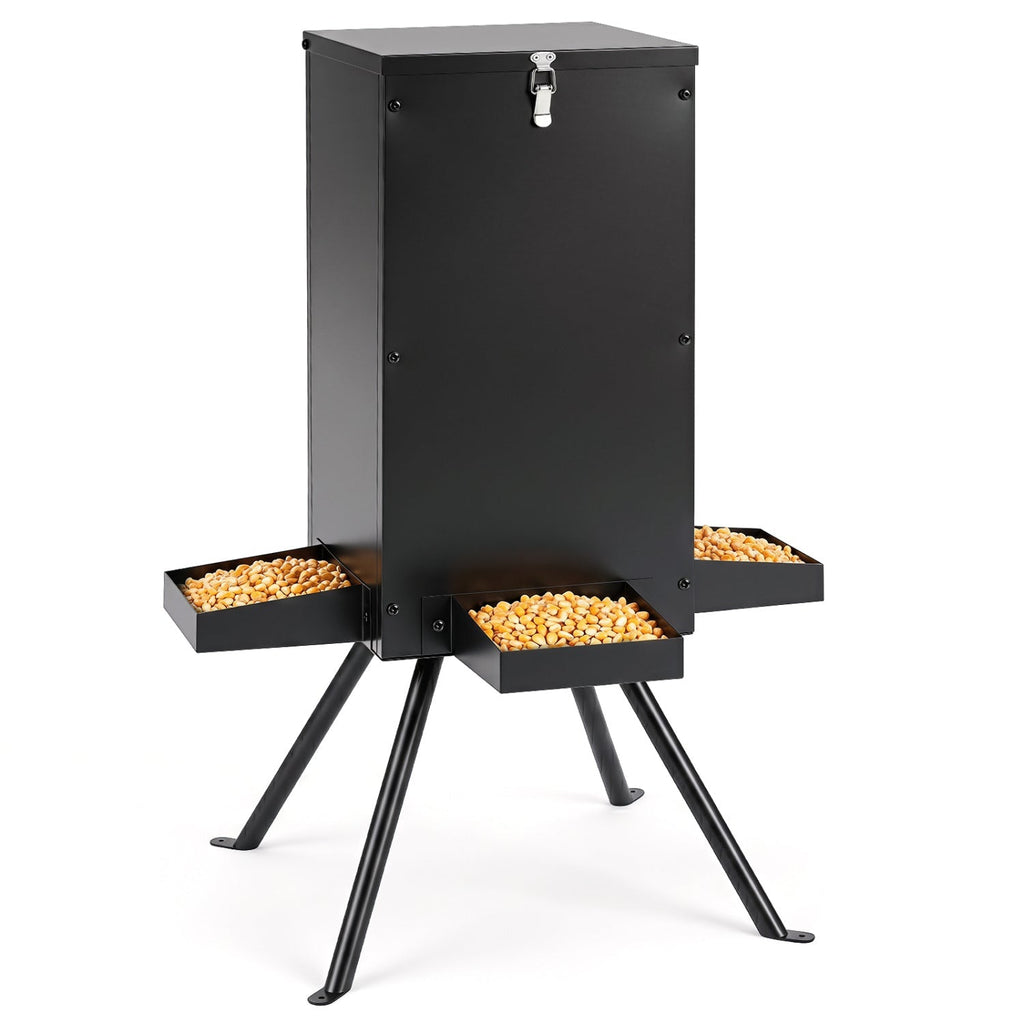 90LB Gravity Deer Feeder with 4 Feeding Trays and Stand