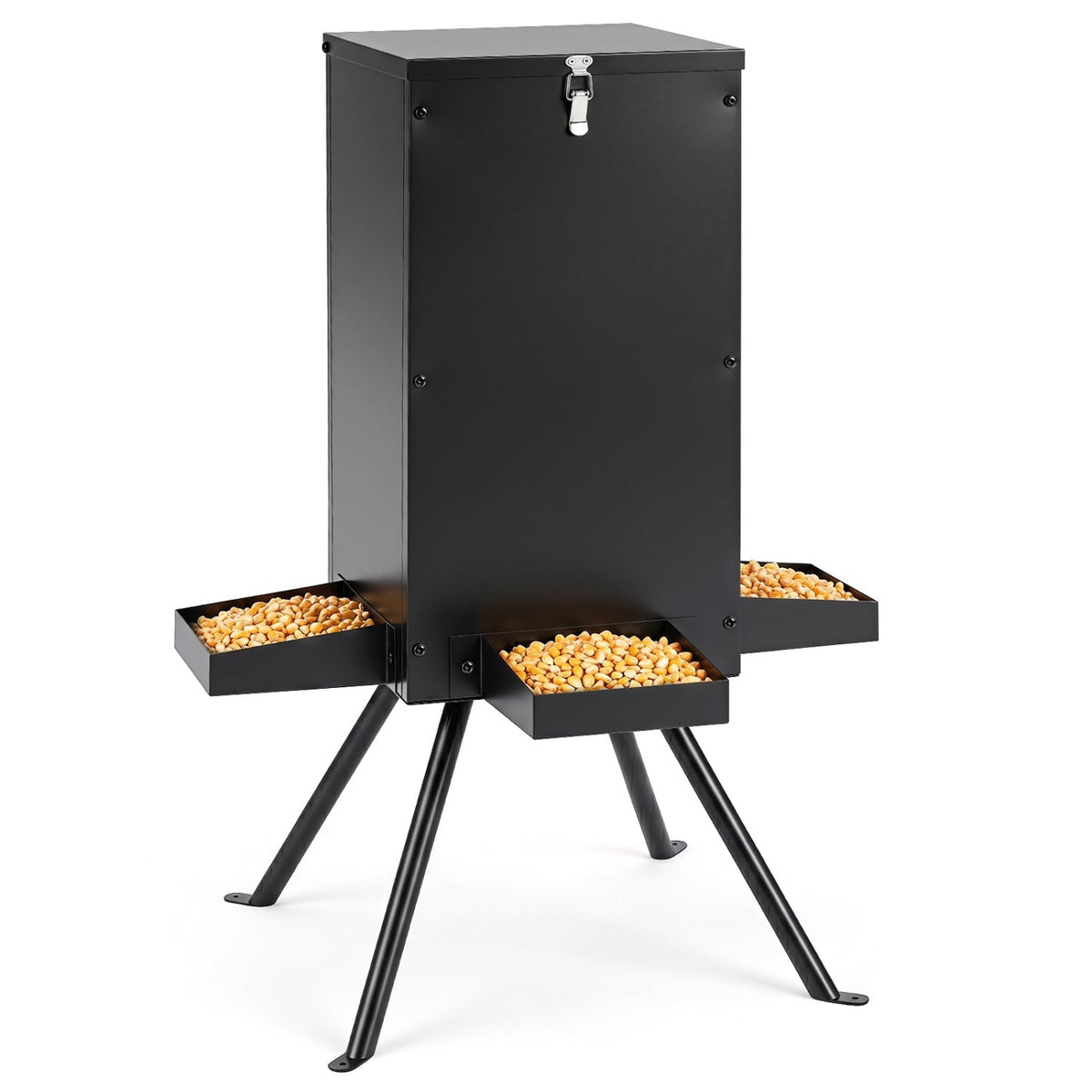 90LB Gravity Deer Feeder with 4 Feeding Trays and Stand