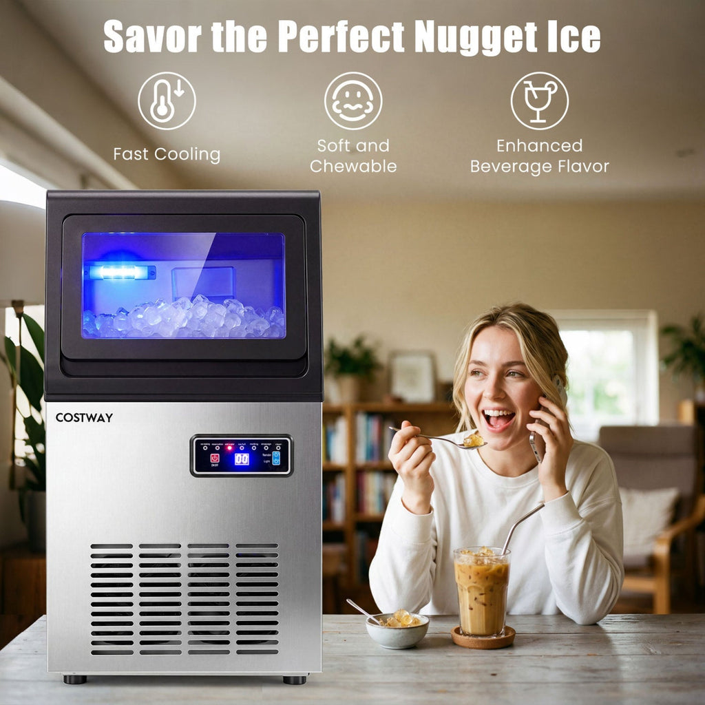 90 LBS/24H Commercial Nugget Ice Maker with Self