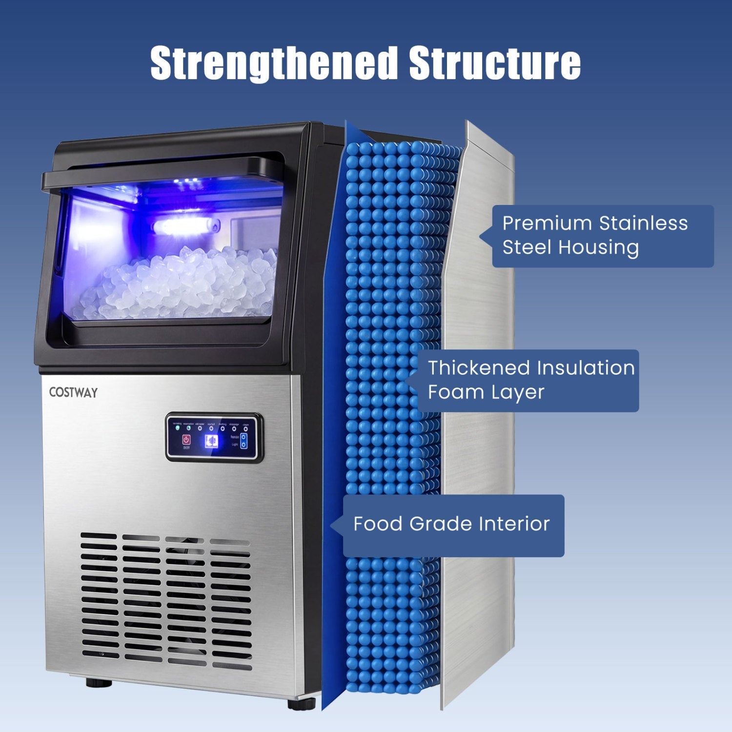 90 LBS/24H Commercial Nugget Ice Maker with Self