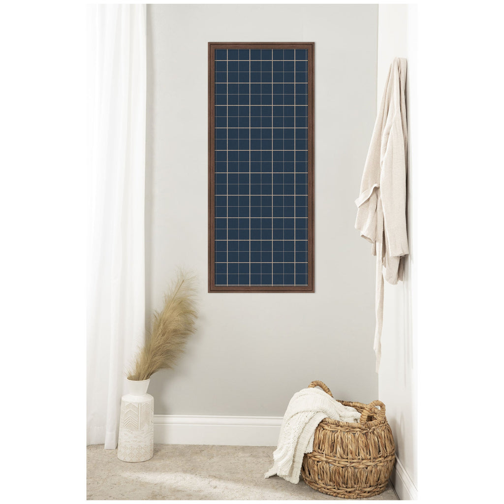 Framed Fabric Pinboard Navy Blue Plaid Wall Organization