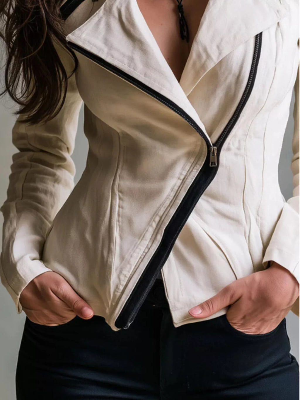 Asymmetric Zipper Long Sleeve Jacket