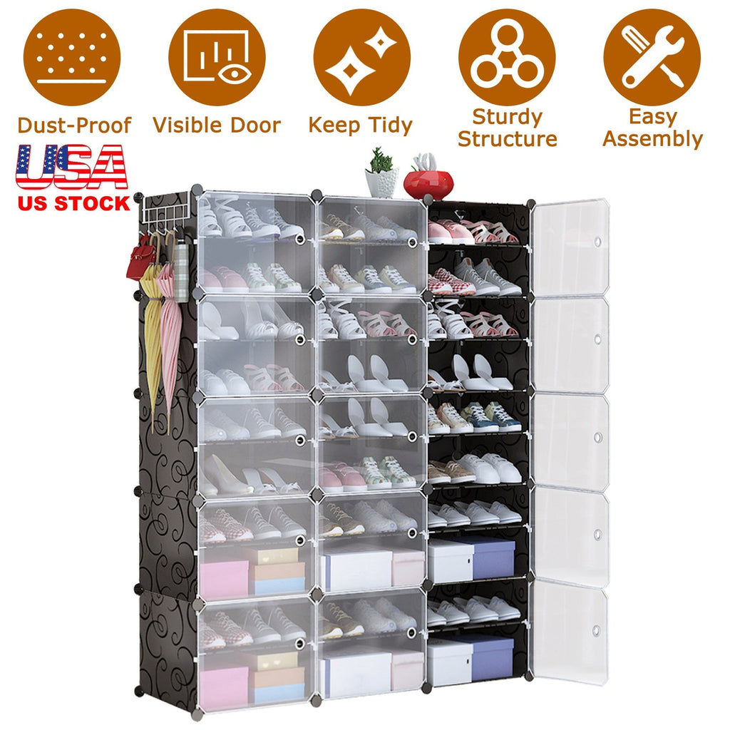 Shoe Rack Organizer: 10-Tier 3-Row Stackable Cabinet