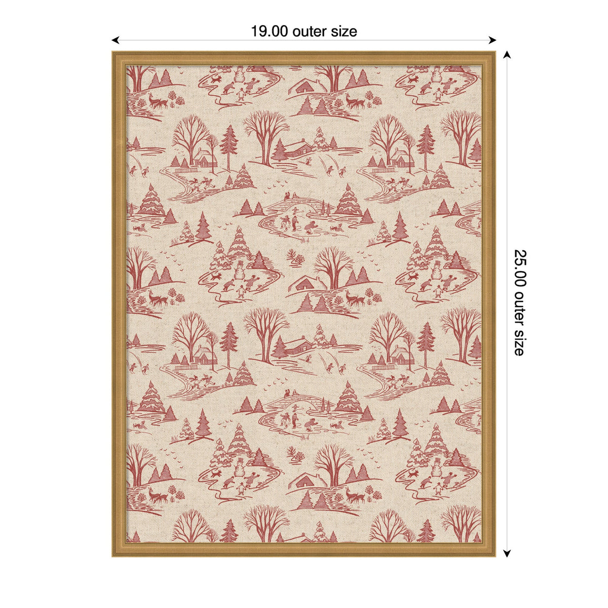 Framed Fabric Magnetic Board Wonderland Red Toile Wall Organization