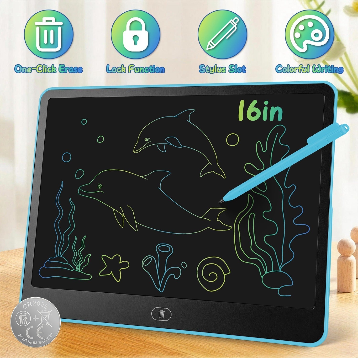 LCD Writing Tablet for Kids with Stylus & Lock Function