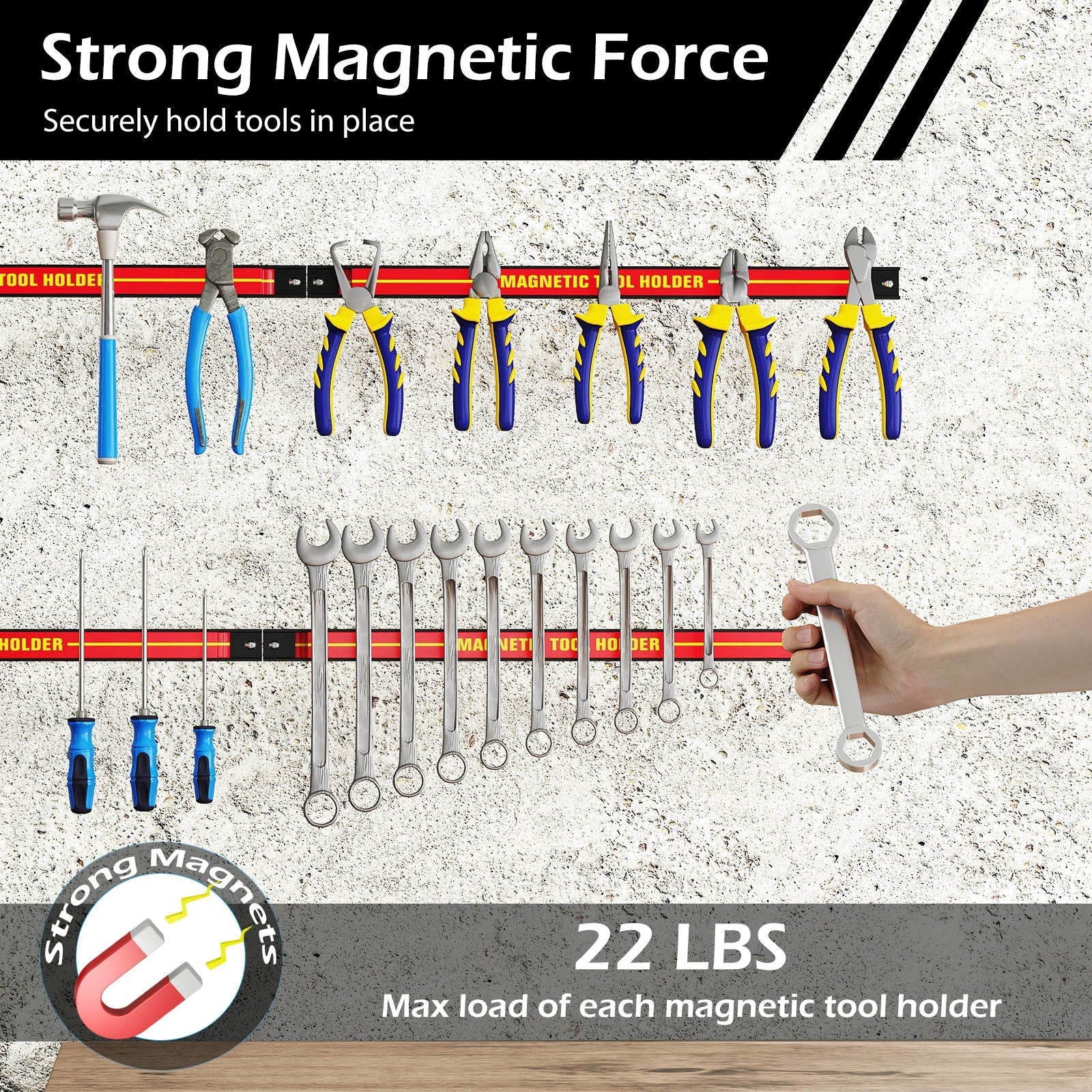 18 Inch Magnetic Tool Holder Strip with Mounting Screws