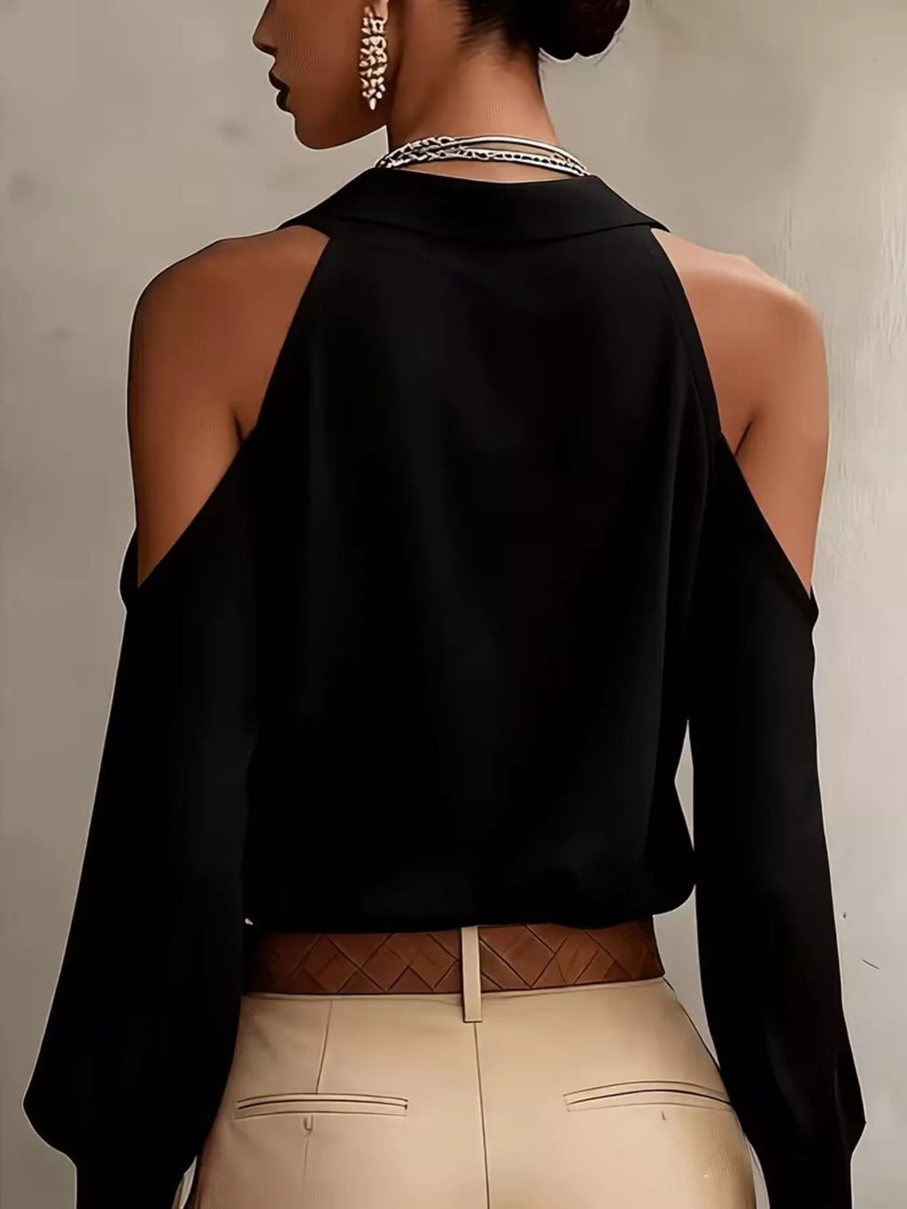 Cold-Shoulder Button-Down Shirt