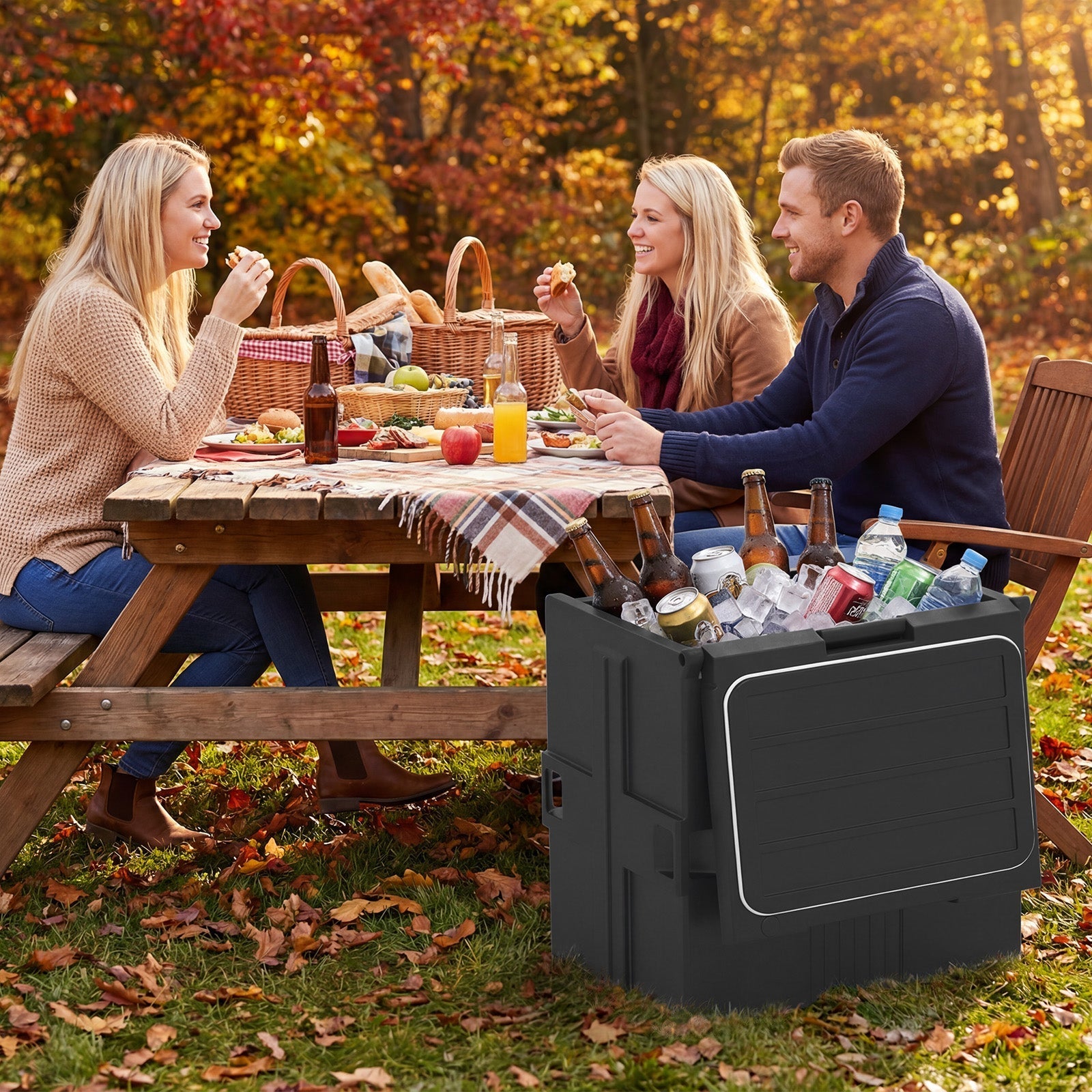 91 Qt Insulated Food Pan Carrier with Door Shafts-Black